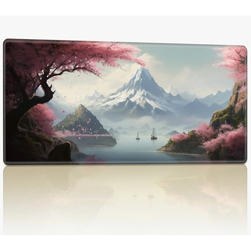for MTG Playmat with Stitched Edges, 61.0 cmx35.6 cm Stitched TCG Card Play Mat Commander, Board Game Mats Smooth Rubber Surface Battle Game Desk Mat, Cherry Tree by Lake for MTG Playmat with Stitched Edges, 61.0 cmx35.6 cm Stitched TCG Card Play Mat Commander, Board Game Mats Smooth Rubber Surface Battle Game Desk Mat, Cherry Tree by Lake von BWEGRHE