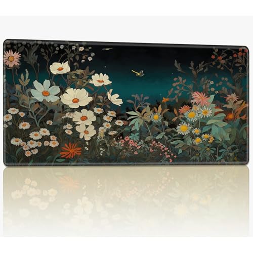for MTG Playmat with Stitched Edges, 61.0 cmx35.6 cm Stitched TCG Card Play Mat Commander, Board Game Mats Smooth Rubber Surface Battle Game Desk Mat, Garden Flowers von BWEGRHE