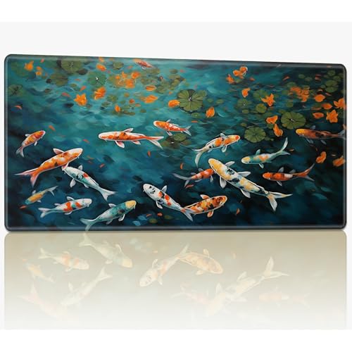 for MTG Playmat with Stitched Edges, 61.0 cmx35.6 cm Stitched TCG Card Play Mat Commander, Board Game Mats Smooth Rubber Surface Battle Game Desk Mat, Koi von BWEGRHE
