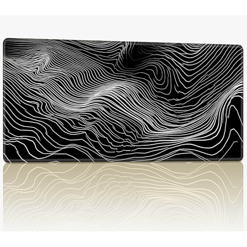 for MTG Playmat with Stitched Edges, 61.0 cmx35.6 cm Stitched TCG Card Play Mat Commander, Board Game Mats Smooth Rubber Surface Battle Game Desk Mat, Minimalist Black and White von BWEGRHE