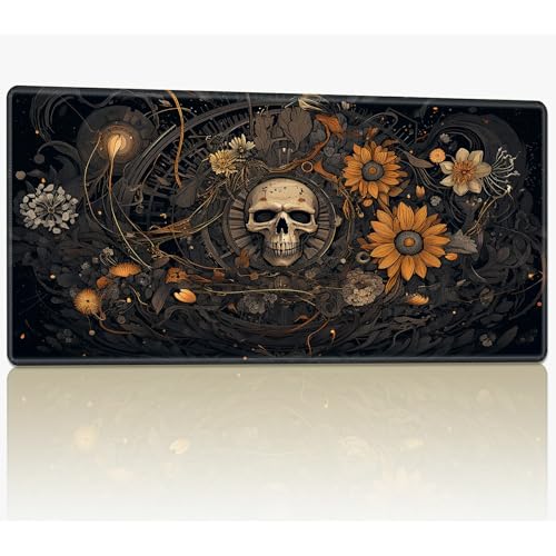 for MTG Playmat with Stitched Edges, 61.0 cmx35.6 cm Stitched TCG Card Play Mat Commander, Board Game Mats Smooth Rubber Surface Battle Game Desk Mat, Sunflower Skull for MTG Playmat with Stitched Edges, 61.0 cmx35.6 cm Stitched TCG Card Play Mat Commander, Board Game Mats Smooth Rubber Surface Battle Game Desk Mat, Sunflower Skull von BWEGRHE