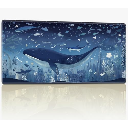 for MTG Playmat with Stitched Edges, 61.0 cmx35.6 cm Stitched TCG Card Play Mat Commander, Board Game Mats Smooth Rubber Surface Battle Game Desk Mat, Whale Ocean von BWEGRHE