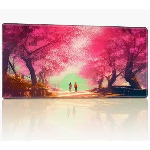 for MTG Playmat with Stitched Edges, 61.0 x 35.6 cm Stitched TCG Card Play Mat Commander, Board Game Mats Smooth Rubber Surface Battle Game Desk Mat, Blooming Pink Flower Tree for MTG Playmat with Stitched Edges, 61.0 x 35.6 cm Stitched TCG Card Play Mat Commander, Board Game Mats Smooth Rubber Surface Battle Game Desk Mat, Blooming Pink Flower Tree von BWEGRHE