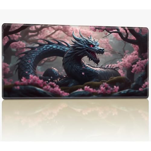 for MTG Playmat with Stitched Edges, 61.0 x 35.6 cm Stitched TCG Card Play Mat Commander, Board Game Mats Smooth Rubber Surface Battle Game Desk Mat, Dragon Cherry Blossom for MTG Playmat with Stitched Edges, 61.0 x 35.6 cm Stitched TCG Card Play Mat Commander, Board Game Mats Smooth Rubber Surface Battle Game Desk Mat, Dragon Cherry Blossom von BWEGRHE
