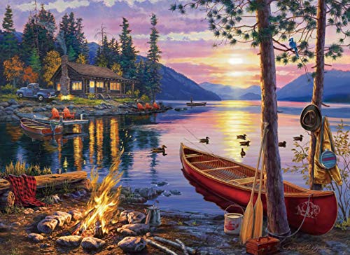 Bweissth 1000 Stück Puzzles für Erwachsene Teenager Sonnenuntergang am See Stress abbauen Familien-Puzzlespiel mit Poster in voller Größe 1000-teiliges Puzzle Kinder Lernspiel Spielzeug Geschenk von BWEISSTH