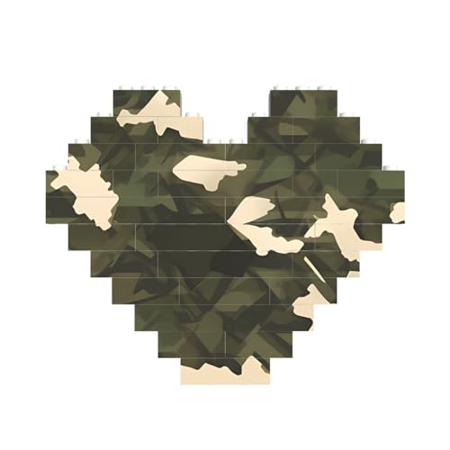 Armee-Camouflage-Baustein-Puzzle, herzförmig, personalisiertes Bild, Puzzle, Foto-Puzzles für Erwachsene, 3D-Mikro-Bausteine für Heimdekoration, Ziegel-Set Armee-Camouflage-Baustein-Puzzle, herzförmig, personalisiertes Bild, Puzzle, Foto-Puzzles für Erwachsene, 3D-Mikro-Bausteine für Heimdekoration, Ziegel-Set von BWLHJKE