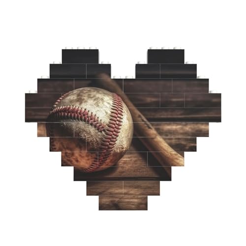 Baseball auf Holzbaustein-Puzzle, herzförmig, personalisiertes Bild, Puzzle, Foto-Puzzles für Erwachsene, 3D-Mikro-Bausteine für Heimdekoration, Steine-Set Baseball auf Holzbaustein-Puzzle, herzförmig, personalisiertes Bild, Puzzle, Foto-Puzzles für Erwachsene, 3D-Mikro-Bausteine für Heimdekoration, Steine-Set von BWLHJKE
