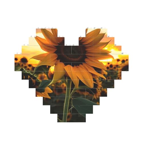 Bauernhof-Sonnenblumen-Baustein-Puzzle, herzförmig, personalisiertes Bild, Puzzle, Foto-Puzzles für Erwachsene, 3D-Mikro-Bausteine für Heimdekoration, Steine-Set Bauernhof-Sonnenblumen-Baustein-Puzzle, herzförmig, personalisiertes Bild, Puzzle, Foto-Puzzles für Erwachsene, 3D-Mikro-Bausteine für Heimdekoration, Steine-Set von BWLHJKE