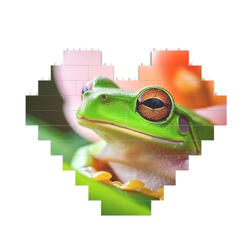 Baumfrosch-Baustein-Puzzle in Herzform, personalisiertes Bild, Puzzle, Foto-Puzzles für Erwachsene, 3D-Mikro-Bausteine für Heimdekoration, Steine-Set Baumfrosch-Baustein-Puzzle in Herzform, personalisiertes Bild, Puzzle, Foto-Puzzles für Erwachsene, 3D-Mikro-Bausteine für Heimdekoration, Steine-Set von BWLHJKE