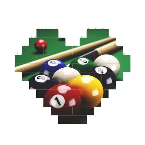 Billiard-Baustein-Puzzle, herzförmig, personalisiertes Bild, Puzzle, Foto-Puzzles für Erwachsene, 3D-Mikro-Bausteine für Heimdekoration, Steine-Set von BWLHJKE