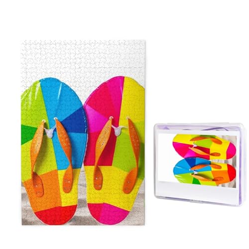 Bunte Flip-Flops, Strandball-Puzzle für Erwachsene, 1000 Teile, Holzpuzzle von Fotos, herausfordernde Puzzles, perfekt für Spielabende, Heimdekoration, Puzzles, Geschenk für Feiertage, Geburtstag Bunte Flip-Flops, Strandball-Puzzle für Erwachsene, 1000 Teile, Holzpuzzle von Fotos, herausfordernde Puzzles, perfekt für Spielabende, Heimdekoration, Puzzles, Geschenk für Feiertage, Geburtstag von BWLHJKE