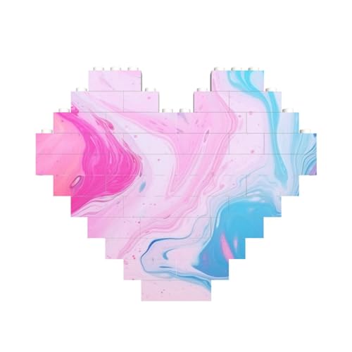 Bunte Marmor-Puzzle, Pastellblau, Lila, Baustein-Puzzle, herzförmig, personalisiertes Bild, Puzzle, Foto-Puzzles für Erwachsene, 3D-Mikro-Bausteine für Heimdekoration, Steine-Set von BWLHJKE