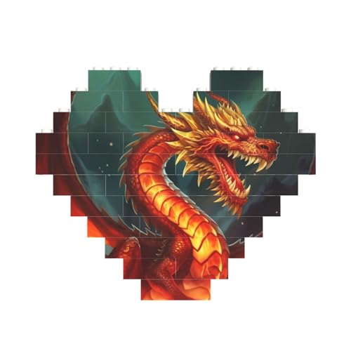 Drachenkönig im Feuer, Baustein-Puzzle, herzförmig, personalisiertes Bild, Puzzle, Foto-Puzzles für Erwachsene, 3D-Mikro-Bausteine für Heimdekoration, Steine-Set Drachenkönig im Feuer, Baustein-Puzzle, herzförmig, personalisiertes Bild, Puzzle, Foto-Puzzles für Erwachsene, 3D-Mikro-Bausteine für Heimdekoration, Steine-Set von BWLHJKE