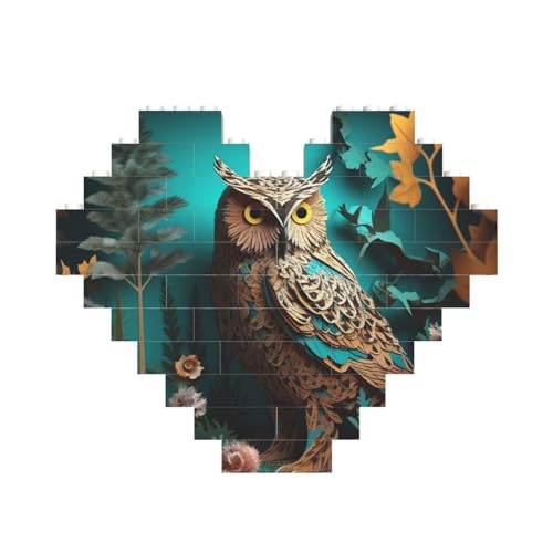 Eule Baustein-Puzzle in Herzform, personalisiertes Bild, Puzzle, Foto-Puzzles für Erwachsene, 3D-Mikro-Bausteine für Heimdekoration, Steine-Set Eule Baustein-Puzzle in Herzform, personalisiertes Bild, Puzzle, Foto-Puzzles für Erwachsene, 3D-Mikro-Bausteine für Heimdekoration, Steine-Set von BWLHJKE