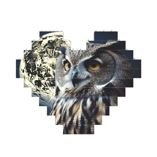 Eule und Mond, Baustein-Puzzle, herzförmig, personalisiertes Bild, Puzzle, Foto-Puzzles für Erwachsene, 3D-Mikro-Bausteine für Heimdekoration, Steine-Set Eule und Mond, Baustein-Puzzle, herzförmig, personalisiertes Bild, Puzzle, Foto-Puzzles für Erwachsene, 3D-Mikro-Bausteine für Heimdekoration, Steine-Set von BWLHJKE