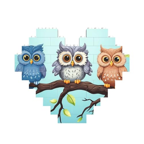Eulen auf einem Ast, Baustein-Puzzle, herzförmig, personalisiertes Bild, Puzzle, Foto-Puzzles für Erwachsene, 3D-Mikro-Bausteine für Heimdekoration, Steine-Set Eulen auf einem Ast, Baustein-Puzzle, herzförmig, personalisiertes Bild, Puzzle, Foto-Puzzles für Erwachsene, 3D-Mikro-Bausteine für Heimdekoration, Steine-Set von BWLHJKE