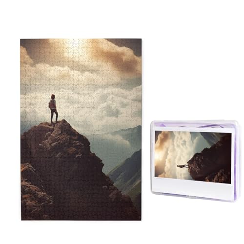 Frau auf einem Top Mountain Puzzle für Erwachsene 1000 Teile, Holzpuzzle aus Fotos, herausfordernde Puzzles Perfekt für Spieleabende, Heimdekoration Puzzles Geschenk für Urlaub Geburtstag Frau auf einem Top Mountain Puzzle für Erwachsene 1000 Teile, Holzpuzzle aus Fotos, herausfordernde Puzzles Perfekt für Spieleabende, Heimdekoration Puzzles Geschenk für Urlaub Geburtstag von BWLHJKE
