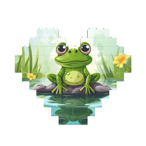 Frosch im Teich, Baustein-Puzzle, herzförmig, personalisiertes Bild, Puzzle, Foto-Puzzles für Erwachsene, 3D-Mikro-Bausteine für Heimdekoration, Steine-Set Frosch im Teich, Baustein-Puzzle, herzförmig, personalisiertes Bild, Puzzle, Foto-Puzzles für Erwachsene, 3D-Mikro-Bausteine für Heimdekoration, Steine-Set von BWLHJKE