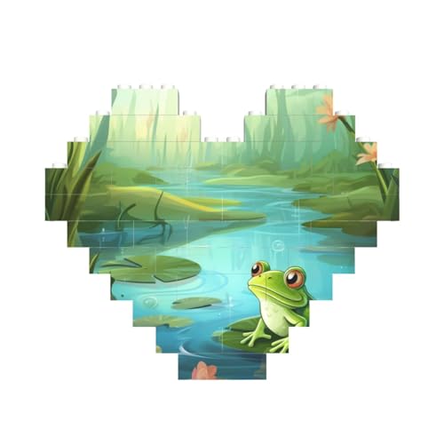 Frosch im Teich, Baustein-Puzzle, herzförmig, personalisiertes Bild, Puzzle, Foto-Puzzles für Erwachsene, 3D-Mikro-Bausteine für Heimdekoration, Steine-Set Frosch im Teich, Baustein-Puzzle, herzförmig, personalisiertes Bild, Puzzle, Foto-Puzzles für Erwachsene, 3D-Mikro-Bausteine für Heimdekoration, Steine-Set von BWLHJKE