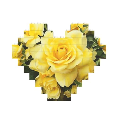 Gelbe Rose Baustein-Puzzle, herzförmig, personalisiertes Bild, Puzzle, Foto-Puzzles für Erwachsene, 3D-Mikro-Bausteine für Heimdekoration, Steine-Set Gelbe Rose Baustein-Puzzle, herzförmig, personalisiertes Bild, Puzzle, Foto-Puzzles für Erwachsene, 3D-Mikro-Bausteine für Heimdekoration, Steine-Set von BWLHJKE
