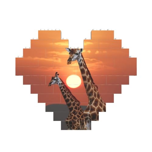 Giraffe bei Sonnenuntergang, Baustein-Puzzle, herzförmig, personalisiertes Bild, Puzzle, Foto-Puzzles für Erwachsene, 3D-Mikro-Bausteine für Heimdekoration, Steine-Set Giraffe bei Sonnenuntergang, Baustein-Puzzle, herzförmig, personalisiertes Bild, Puzzle, Foto-Puzzles für Erwachsene, 3D-Mikro-Bausteine für Heimdekoration, Steine-Set von BWLHJKE