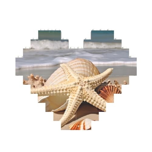 Großes Muschel-Seestern-Baustein-Puzzle, herzförmig, personalisiertes Bild, Puzzle, Foto-Puzzles für Erwachsene, 3D-Mikro-Bausteine für Heimdekoration, Ziegel-Set von BWLHJKE