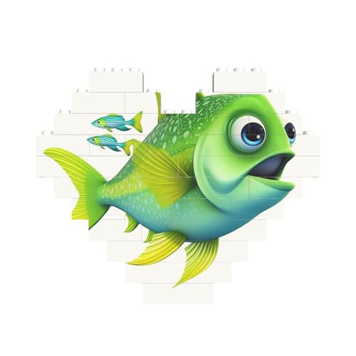 Grüner Fisch, Baustein-Puzzle, herzförmig, personalisiertes Bild, Puzzle, Foto-Puzzles für Erwachsene, 3D-Mikro-Bausteine für Heimdekoration, Ziegel-Set Grüner Fisch, Baustein-Puzzle, herzförmig, personalisiertes Bild, Puzzle, Foto-Puzzles für Erwachsene, 3D-Mikro-Bausteine für Heimdekoration, Ziegel-Set von BWLHJKE