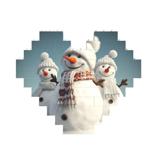 Happy Snowman Baustein-Puzzle in Herzform, personalisiertes Bildpuzzle, Foto-Puzzles für Erwachsene, 3D-Mikro-Bausteine für Heimdekoration, Steine-Set Happy Snowman Baustein-Puzzle in Herzform, personalisiertes Bildpuzzle, Foto-Puzzles für Erwachsene, 3D-Mikro-Bausteine für Heimdekoration, Steine-Set von BWLHJKE