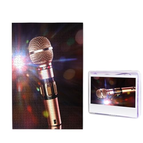 Karaoke Mikrofon Puzzle für Erwachsene 1000 Teile, Holzpuzzle aus Fotos, Herausfordernde Puzzles Perfekt für Spieleabende, Heimdekoration Puzzles Geschenk für Urlaub Geburtstag von BWLHJKE