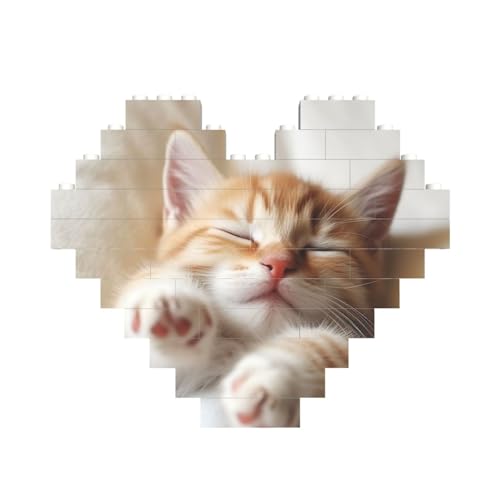 Kitten Sleeps Baustein-Puzzle, herzförmig, personalisiertes Bild, Puzzle, Foto-Puzzles für Erwachsene, 3D-Mikro-Bausteine für Heimdekoration, Steine-Set Kitten Sleeps Baustein-Puzzle, herzförmig, personalisiertes Bild, Puzzle, Foto-Puzzles für Erwachsene, 3D-Mikro-Bausteine für Heimdekoration, Steine-Set von BWLHJKE
