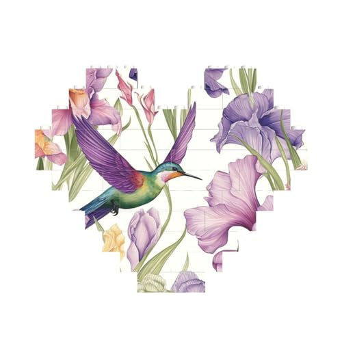 Kolibri, Schwertlilien, Blumen, Baustein-Puzzle, herzförmig, personalisiertes Bild, Puzzle, Foto-Puzzles für Erwachsene, 3D-Mikro-Bausteine für Heimdekoration, Steine-Set Kolibri, Schwertlilien, Blumen, Baustein-Puzzle, herzförmig, personalisiertes Bild, Puzzle, Foto-Puzzles für Erwachsene, 3D-Mikro-Bausteine für Heimdekoration, Steine-Set von BWLHJKE