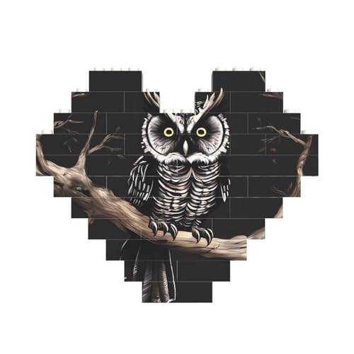 Late Night Owl Building Brick Block Puzzle Heart Shaped, Personalized Picture Puzzles Photo Jigsaw Puzzles for Adults 3D Micro Building Blocks for Home Decor Bricks Set von BWLHJKE