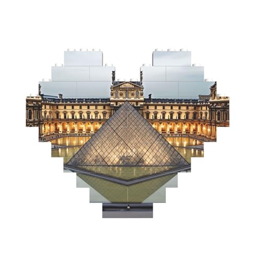 Louvre Museum in Paris, Baustein-Puzzle, herzförmig, personalisiertes Bild, Puzzle, Foto-Puzzles für Erwachsene, 3D-Mikro-Bausteine für Heimdekoration, Steine-Set Louvre Museum in Paris, Baustein-Puzzle, herzförmig, personalisiertes Bild, Puzzle, Foto-Puzzles für Erwachsene, 3D-Mikro-Bausteine für Heimdekoration, Steine-Set von BWLHJKE