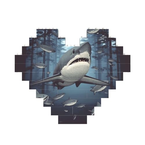 Lustiges Hai-Design, Baustein-Puzzle, herzförmig, personalisiertes Bild, Puzzle, Foto-Puzzles für Erwachsene, 3D-Mikro-Bausteine für Heimdekoration, Steine-Set Lustiges Hai-Design, Baustein-Puzzle, herzförmig, personalisiertes Bild, Puzzle, Foto-Puzzles für Erwachsene, 3D-Mikro-Bausteine für Heimdekoration, Steine-Set von BWLHJKE