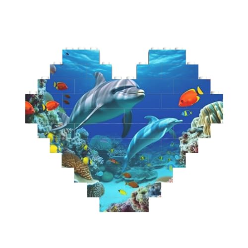 Meeresboden, Korallenfische, Delfine, Baustein-Puzzle, herzförmig, personalisiertes Bild, Puzzle, Foto-Puzzles für Erwachsene, 3D-Mikro-Bausteine für Heimdekoration, Steine-Set Meeresboden, Korallenfische, Delfine, Baustein-Puzzle, herzförmig, personalisiertes Bild, Puzzle, Foto-Puzzles für Erwachsene, 3D-Mikro-Bausteine für Heimdekoration, Steine-Set von BWLHJKE