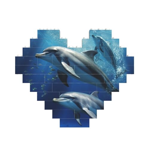Niedliche Delfine, Baustein-Puzzle, herzförmig, personalisiertes Bild, Puzzle, Foto-Puzzles für Erwachsene, 3D-Mikro-Bausteine für Heimdekoration, Steine-Set Niedliche Delfine, Baustein-Puzzle, herzförmig, personalisiertes Bild, Puzzle, Foto-Puzzles für Erwachsene, 3D-Mikro-Bausteine für Heimdekoration, Steine-Set von BWLHJKE
