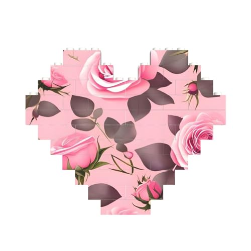 Pretty Roses Building Brick Block Puzzle Heart Shaped, Personalized Picture Puzzles Photo Jigsaw Puzzles for Adults 3D Micro Building Blocks for Home Decor Bricks Set von BWLHJKE