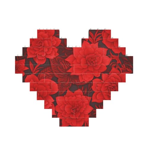 Rote Blumen, Baustein-Puzzle, herzförmig, personalisiertes Bild, Puzzle, Foto-Puzzles für Erwachsene, 3D-Mikro-Bausteine für Heimdekoration, Steine-Set Rote Blumen, Baustein-Puzzle, herzförmig, personalisiertes Bild, Puzzle, Foto-Puzzles für Erwachsene, 3D-Mikro-Bausteine für Heimdekoration, Steine-Set von BWLHJKE