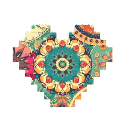 Runde Blumenbaustein-Puzzle, herzförmig, personalisiertes Bild, Puzzle, Foto-Puzzles für Erwachsene, 3D-Mikro-Bausteine für Heimdekoration, Ziegel-Set von BWLHJKE