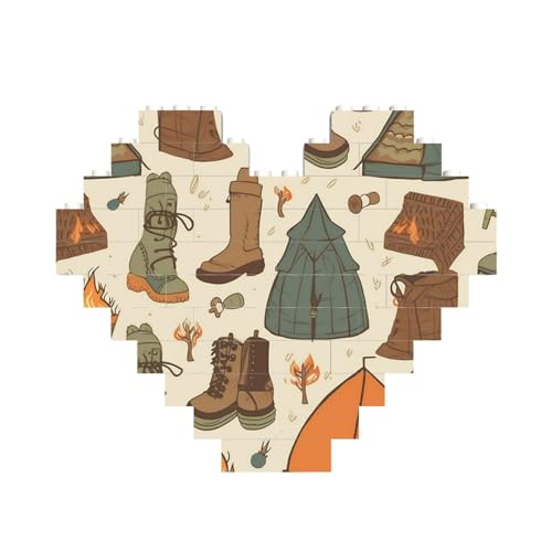 Schlafsack, Stiefel, Lagerfeuer, Baustein-Puzzle, herzförmig, personalisiertes Bild, Puzzle, Foto-Puzzles für Erwachsene, 3D-Mikro-Bausteine für Heimdekoration, Steine-Set Schlafsack, Stiefel, Lagerfeuer, Baustein-Puzzle, herzförmig, personalisiertes Bild, Puzzle, Foto-Puzzles für Erwachsene, 3D-Mikro-Bausteine für Heimdekoration, Steine-Set von BWLHJKE