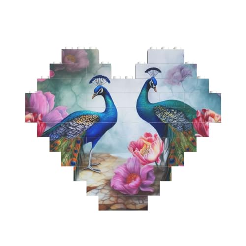 Schöne Pfauen und Lotus-Baustein-Puzzle, herzförmig, personalisiertes Bild, Puzzle, Foto-Puzzles für Erwachsene, 3D-Mikro-Bausteine für Heimdekoration, Steine-Set Schöne Pfauen und Lotus-Baustein-Puzzle, herzförmig, personalisiertes Bild, Puzzle, Foto-Puzzles für Erwachsene, 3D-Mikro-Bausteine für Heimdekoration, Steine-Set von BWLHJKE