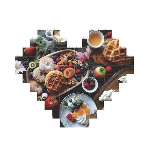 Schönes Frühstücksbaustein-Puzzle in Herzform, personalisierte Bilder-Puzzles für Erwachsene, 3D-Mikro-Bausteine für Heimdekoration, Steine-Set von BWLHJKE