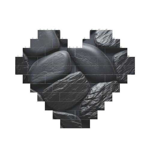 Schwarzes Steinbaustein-Puzzle, herzförmig, personalisiertes Bild, Puzzle, Foto-Puzzles für Erwachsene, 3D-Mikro-Bausteine für Heimdekoration, Ziegel-Set von BWLHJKE