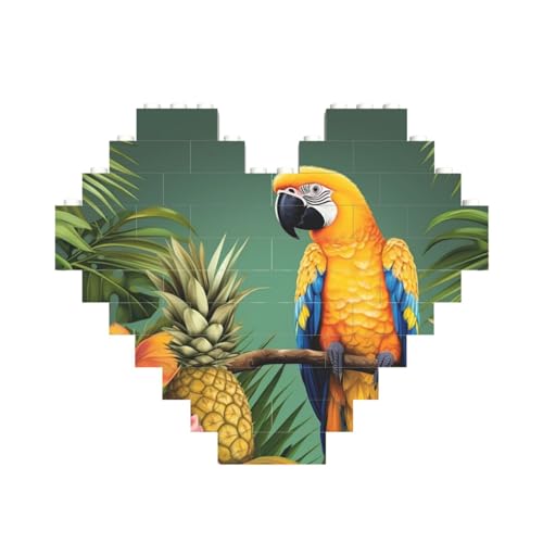 Sommerpapagei Ananas Vogel Baustein-Puzzle herzförmig, personalisierte Bilder-Puzzles Foto-Puzzles für Erwachsene, 3D-Mikro-Bausteine für Heimdekoration, Ziegel-Set Sommerpapagei Ananas Vogel Baustein-Puzzle herzförmig, personalisierte Bilder-Puzzles Foto-Puzzles für Erwachsene, 3D-Mikro-Bausteine für Heimdekoration, Ziegel-Set von BWLHJKE