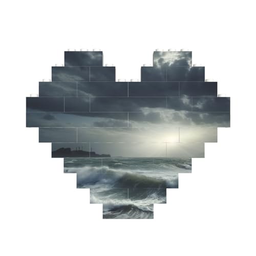 Stormy Sea Building Brick Block Puzzle Herzförmig, Personalisierte Bilderpuzzles Foto-Puzzles für Erwachsene, 3D-Mikro-Bausteine für Heimdekoration, Steine-Set Stormy Sea Building Brick Block Puzzle Herzförmig, Personalisierte Bilderpuzzles Foto-Puzzles für Erwachsene, 3D-Mikro-Bausteine für Heimdekoration, Steine-Set von BWLHJKE