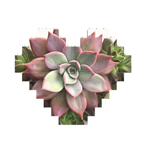 Sukkulenten botanisches Baustein-Puzzle, herzförmig, personalisiertes Bild, Puzzle, Foto-Puzzles für Erwachsene, 3D-Mikro-Bausteine für Heimdekoration, Steine-Set Sukkulenten botanisches Baustein-Puzzle, herzförmig, personalisiertes Bild, Puzzle, Foto-Puzzles für Erwachsene, 3D-Mikro-Bausteine für Heimdekoration, Steine-Set von BWLHJKE