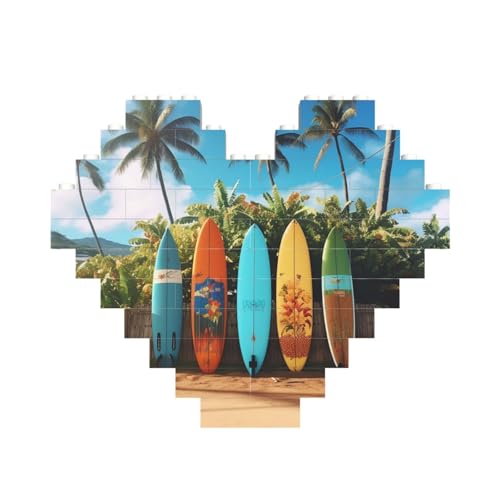 Surf's up Surfbrett-Baustein-Puzzle, herzförmig, personalisiertes Bild, Puzzle, Foto-Puzzles für Erwachsene, 3D-Mikro-Bausteine für Heimdekoration, Steine-Set Surf's up Surfbrett-Baustein-Puzzle, herzförmig, personalisiertes Bild, Puzzle, Foto-Puzzles für Erwachsene, 3D-Mikro-Bausteine für Heimdekoration, Steine-Set von BWLHJKE