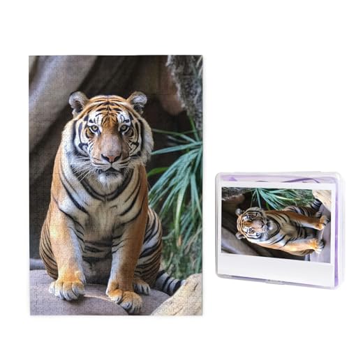 Tiger im Zoo Puzzle für Erwachsene 1000 Teile, Holzpuzzle aus Fotos, herausfordernde Puzzles perfekt für Spieleabende, Heimdekoration Puzzles Geschenk für Urlaub Geburtstag von BWLHJKE