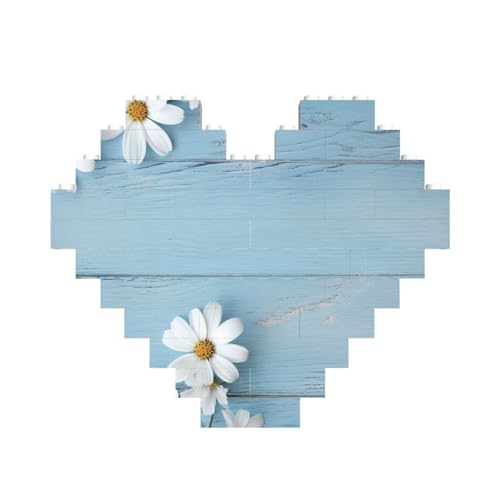 Weiße Blumen, hellblaues Holzbaustein-Puzzle, herzförmig, personalisiertes Bild, Puzzle, Foto-Puzzles für Erwachsene, 3D-Mikro-Bausteine für Heimdekoration, Ziegel-Set Weiße Blumen, hellblaues Holzbaustein-Puzzle, herzförmig, personalisiertes Bild, Puzzle, Foto-Puzzles für Erwachsene, 3D-Mikro-Bausteine für Heimdekoration, Ziegel-Set von BWLHJKE
