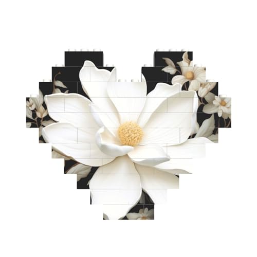 Weißes florales Baustein-Puzzle in Herzform, personalisiertes Bildpuzzle, Foto-Puzzles für Erwachsene, 3D-Mikro-Bausteine für Heimdekoration, Steine-Set Weißes florales Baustein-Puzzle in Herzform, personalisiertes Bildpuzzle, Foto-Puzzles für Erwachsene, 3D-Mikro-Bausteine für Heimdekoration, Steine-Set von BWLHJKE